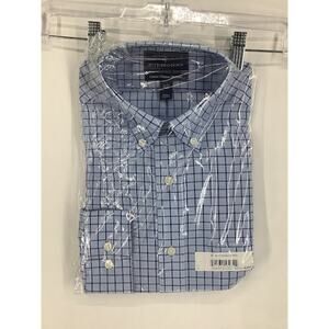 NWT Buttoned Down Blue Plaid Classic Long Sleeve Button Down Shirt Mens Size 15